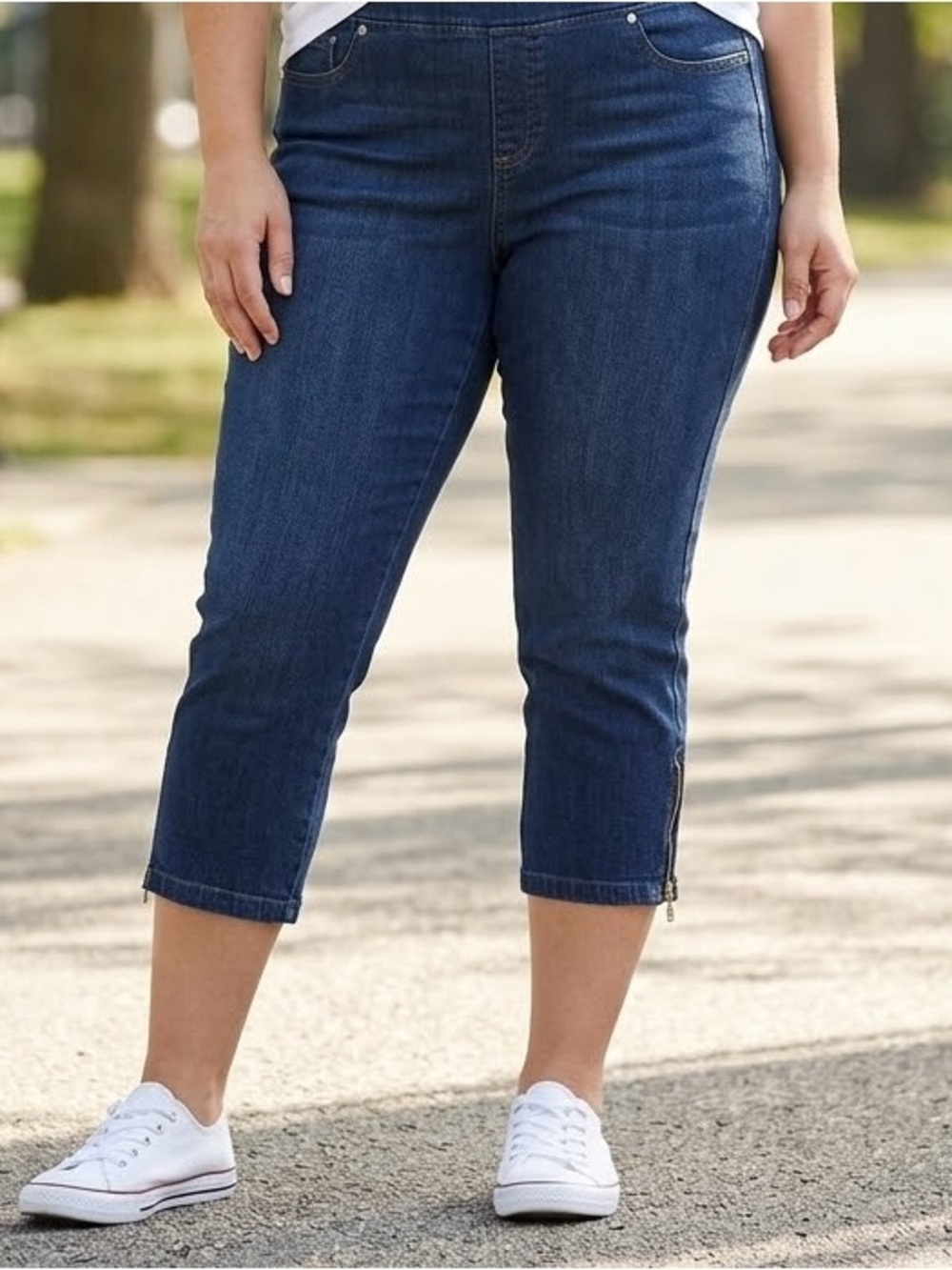 Belle by Kim Gravel Dark Blue Cropped Denim Capri